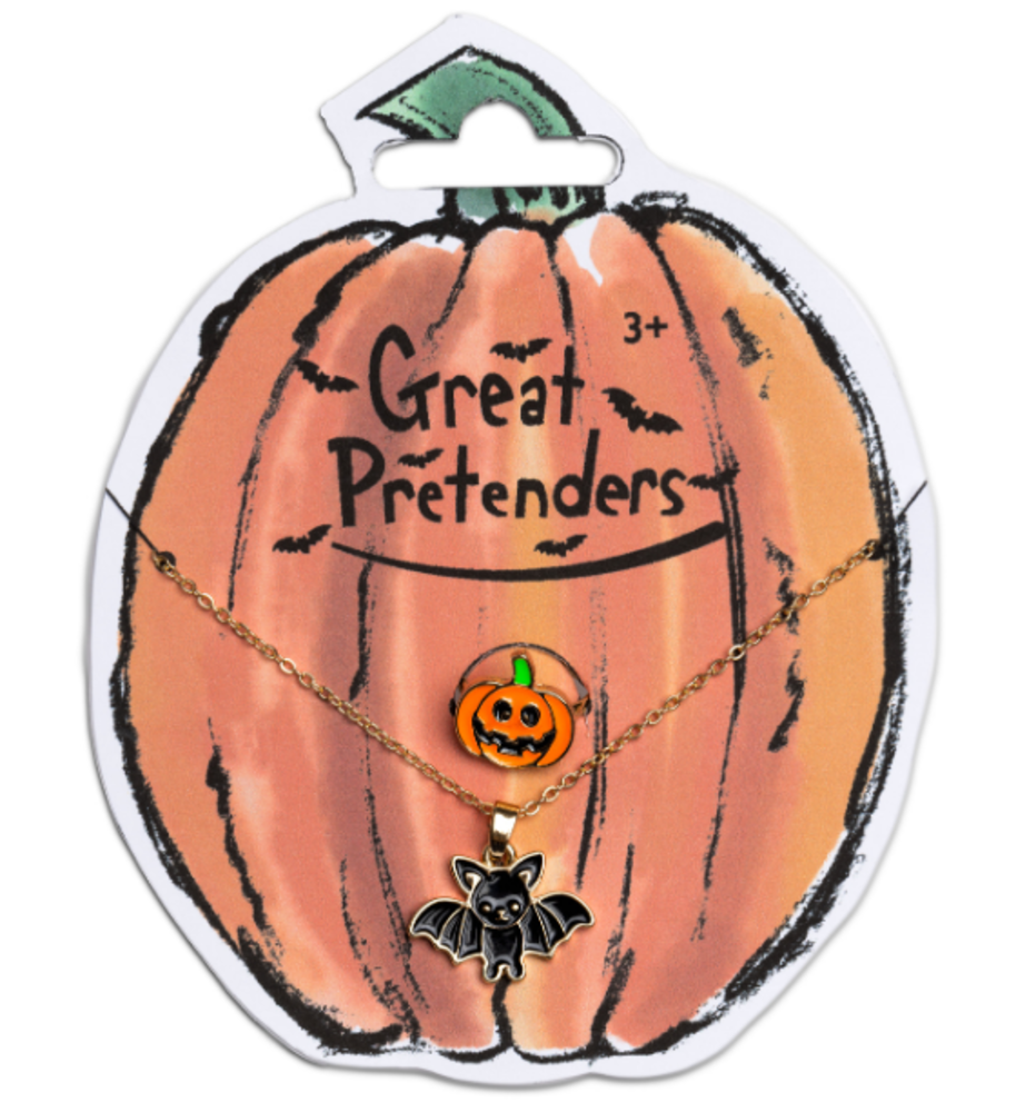 Great Pretenders Ketting Vleermuis & Ring Pompoen