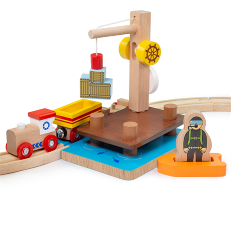 Bigjigs Toys Houten Trein | Kraandok met Duiker Bigjigs Toys Houten Trein | Kraandok met Duiker