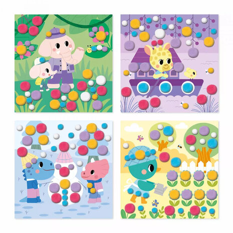 Janod Atelier pompoms kaarten maken Janod Atelier pompoms kaarten maken