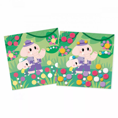 Janod Atelier pompoms kaarten maken Janod Atelier pompoms kaarten maken