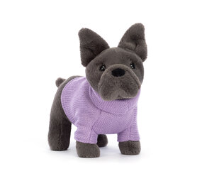 Jellycat Knuffel Sweater French Bulldog Purple Jellycat Knuffel Sweater French Bulldog Purple