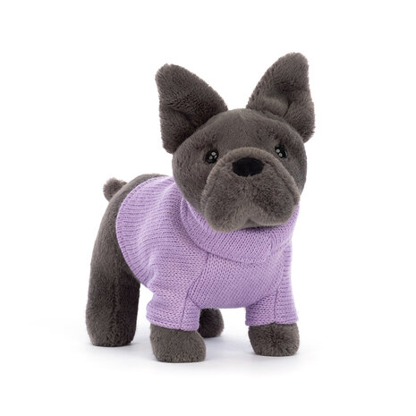Jellycat Knuffel Sweater French Bulldog Purple Jellycat Knuffel Sweater French Bulldog Purple