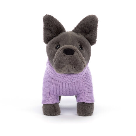 Jellycat Knuffel Sweater French Bulldog Purple Jellycat Knuffel Sweater French Bulldog Purple