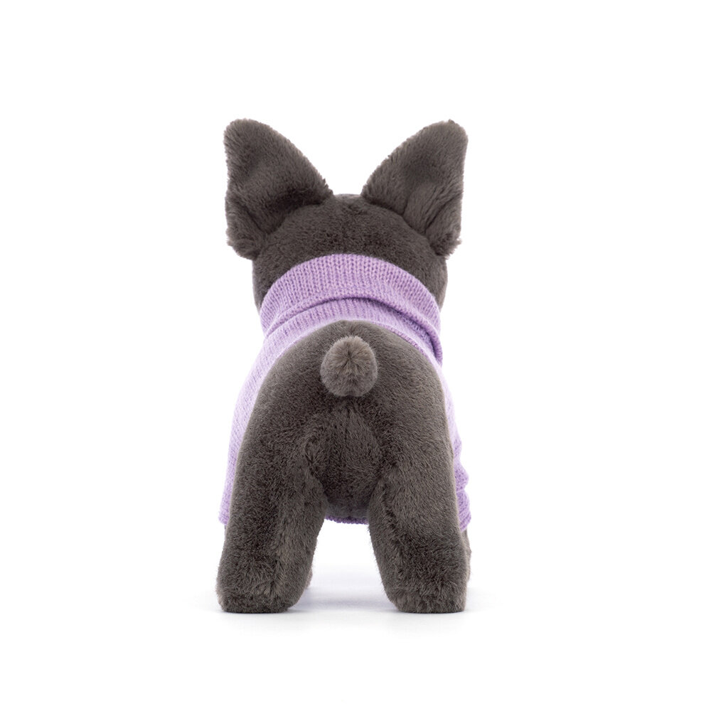 Jellycat Knuffel Sweater French Bulldog Purple Jellycat Knuffel Sweater French Bulldog Purple