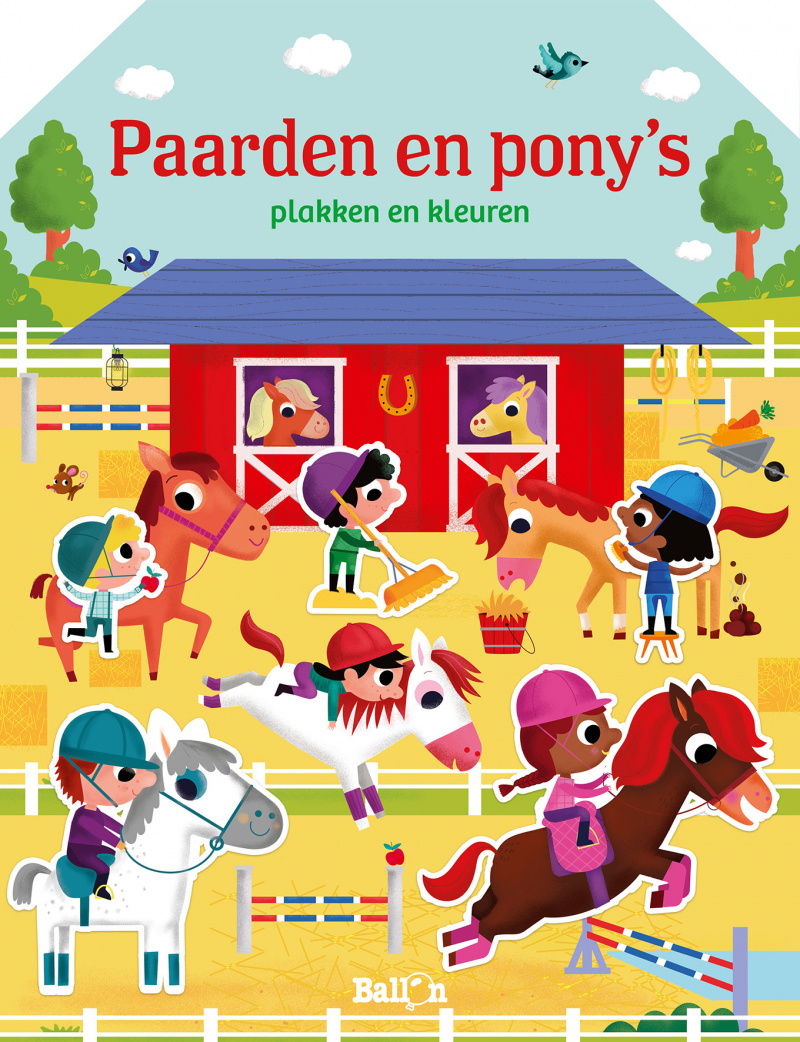 Paarden en Pony's plakken en kleuren afbeelding