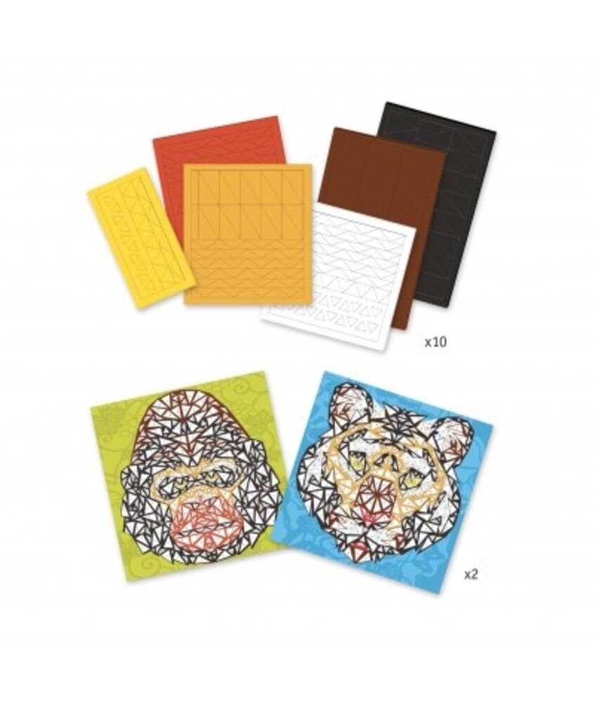 Djeco Mozaïek Kunst met een nummer | Wilde dieren Djeco Mozaïek Kunst met een nummer | Wilde dieren