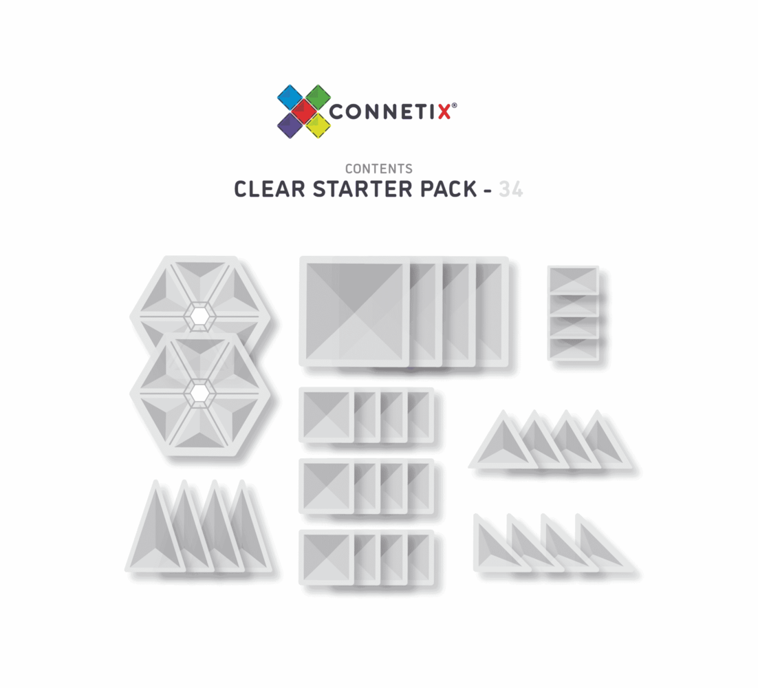 Connetix Magnetische Tegels Startersset Clear 34 stuks
