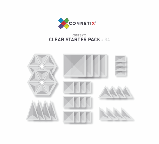 Connetix Magnetische Tegels Startersset Clear 34 stuks