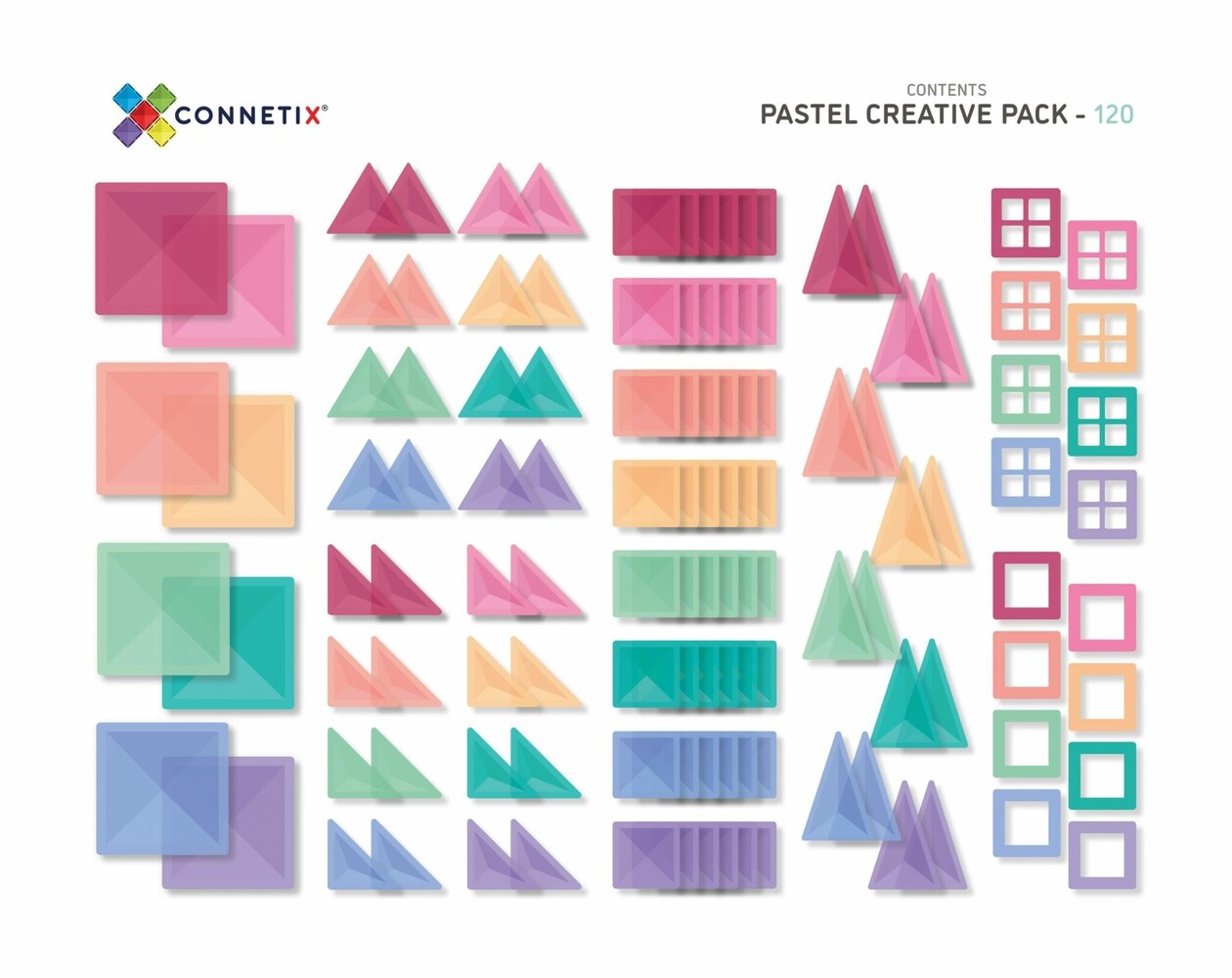 Connetix Magnetische Tegels Pastel Creative 120 stuks Connetix Magnetische Tegels Pastel Creative 120 stuks