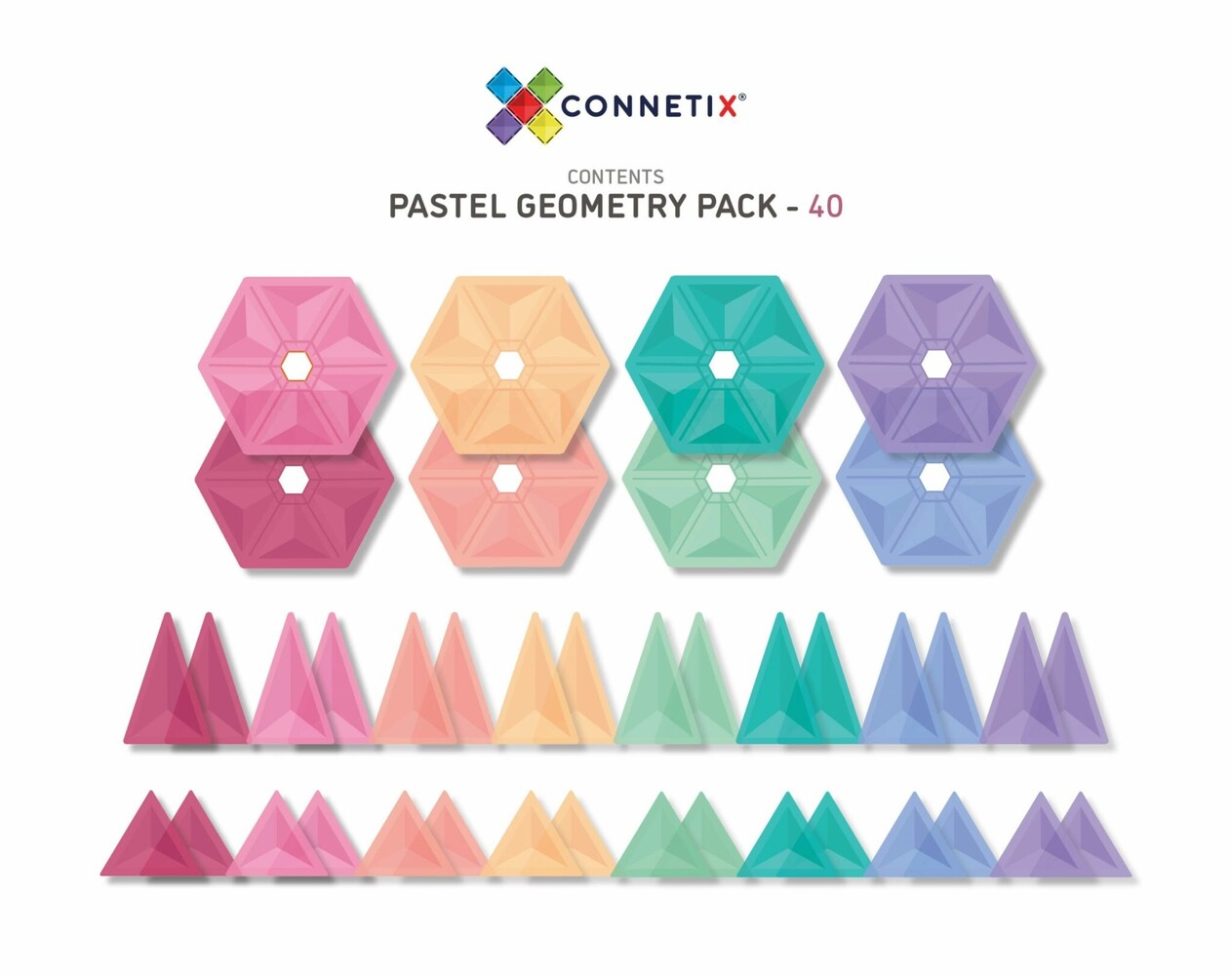 Connetix Magnetische Tegels Pastel Geometry 40 stuks Connetix Magnetische Tegels Pastel Geometry 40 stuks