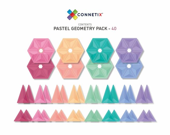 Connetix Magnetische Tegels Pastel Geometry 40 stuks Connetix Magnetische Tegels Pastel Geometry 40 stuks
