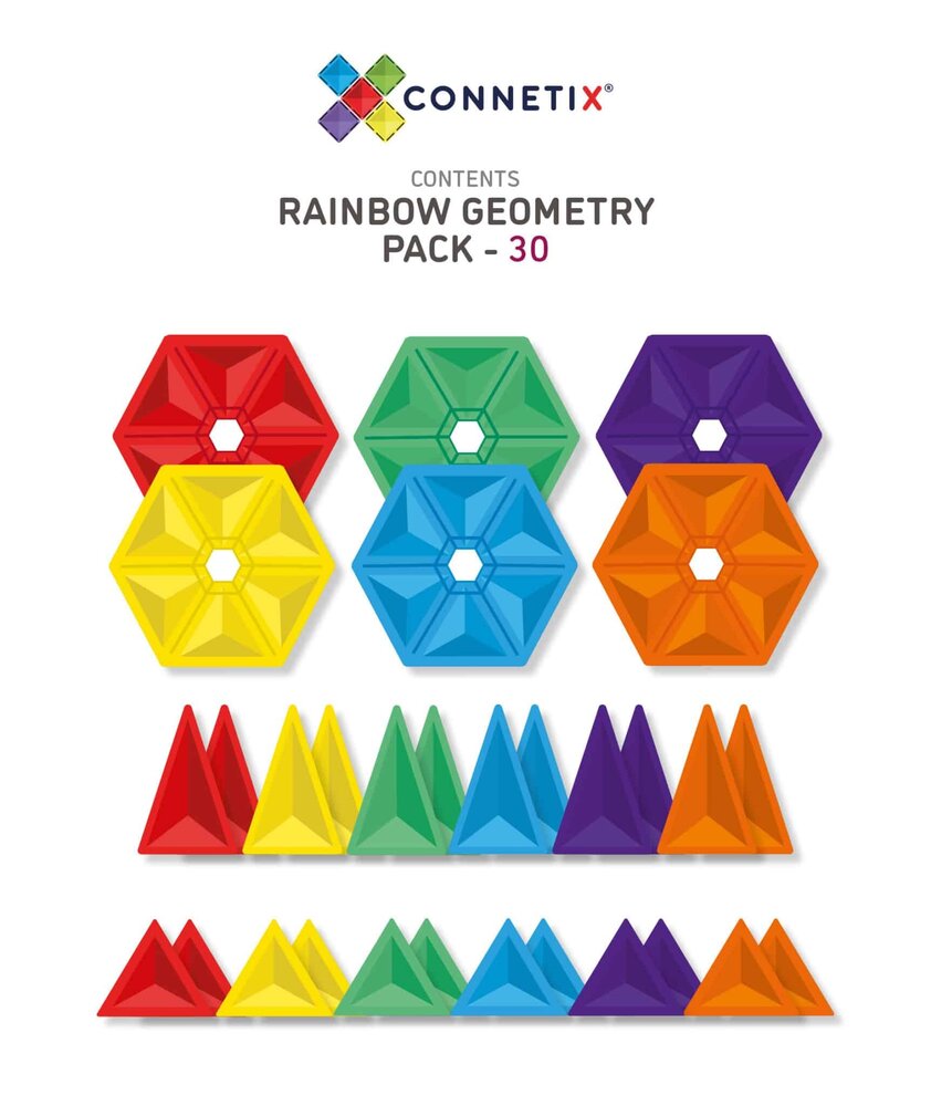 Connetix Magnetische Tegels Rainbow Geometry 30 stuks