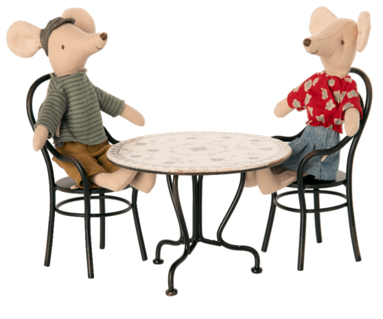 Maileg Miniature Dining Table Eettafel met twee Stoelen Maileg Miniature Dining Table Eettafel met twee Stoelen