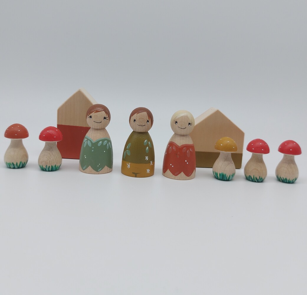 Grote Set Elfjes met Paddenstoelen Grote Set Elfjes met Paddenstoelen