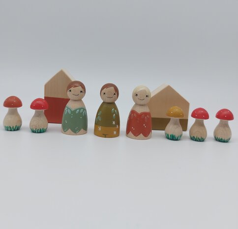 Grote Set Elfjes met Paddenstoelen Grote Set Elfjes met Paddenstoelen