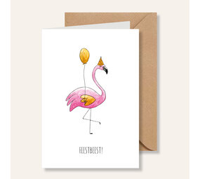 Juulz Illustrations Wenskaart Flamingo Feestbeest! Juulz Illustrations Wenskaart Flamingo Feestbeest!