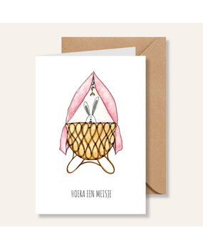 Juulz Illustrations Wenskaart Wiegje Hoera een Meisje Juulz Illustrations Wenskaart Wiegje Hoera een Meisje