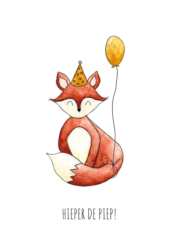 Juulz Illustrations Wenskaart Vos Hieper de piep Juulz Illustrations Wenskaart Vos Hieper de piep