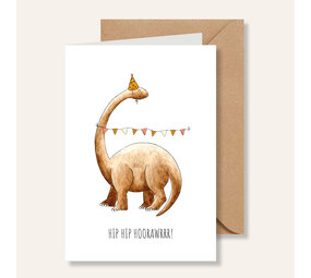 Juulz Illustrations Wenskaart Brontosaurus Hip hip Hoorawwr Juulz Illustrations Wenskaart Brontosaurus Hip hip Hoorawwr