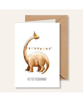 Juulz Illustrations Wenskaart Brontosaurus Hip hip Hoorawwr Juulz Illustrations Wenskaart Brontosaurus Hip hip Hoorawwr