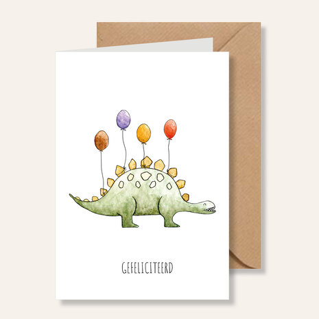 Juulz Illustrations Wenskaart Stegosaurus Gefeliciteerd Juulz Illustrations Wenskaart Stegosaurus Gefeliciteerd
