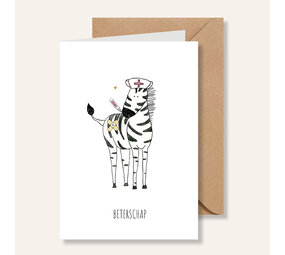 Juulz Illustrations Wenskaart Zebra Beterschap Juulz Illustrations Wenskaart Zebra Beterschap