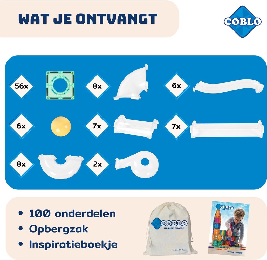 Coblo Knikkerbaan Pastel  100 stuks