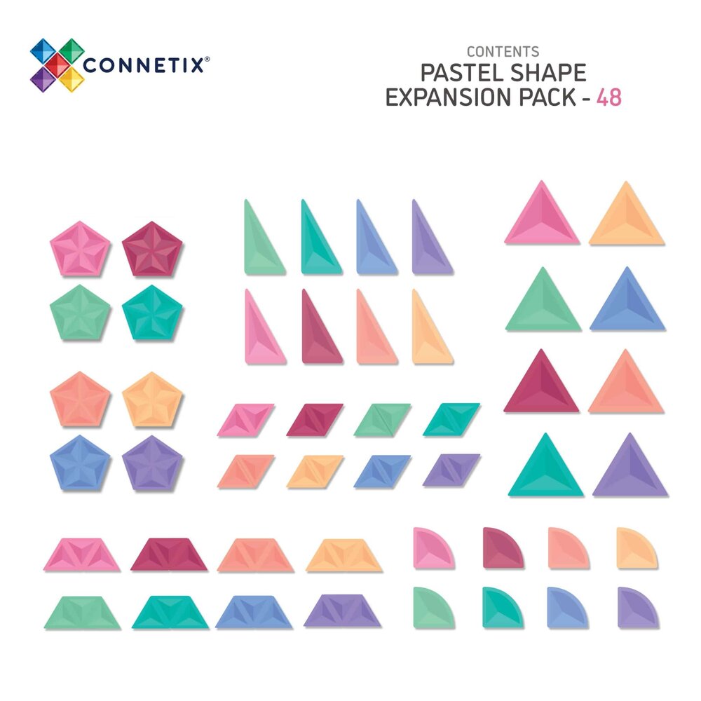 Connetix Magnetische Tegels Pastel Shape Expansion 48 stuks Connetix Magnetische Tegels Pastel Shape Expansion 48 stuks