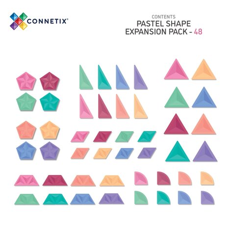 Connetix Magnetische Tegels Pastel Shape Expansion 48 stuks Connetix Magnetische Tegels Pastel Shape Expansion 48 stuks