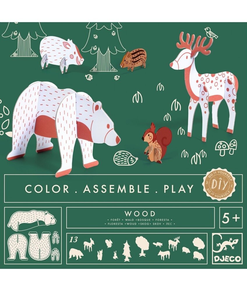 Djeco Knutselset kleur, bouw en speel bos Djeco Knutselset kleur, bouw en speel bos