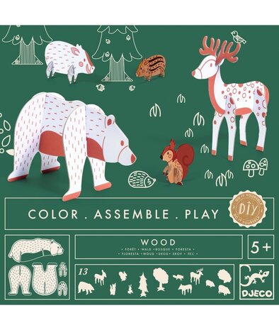 Djeco Knutselset kleur, bouw en speel bos Djeco Knutselset kleur, bouw en speel bos
