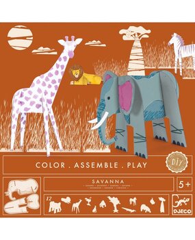 Djeco Knutselset kleur, bouw en speel Savanne Djeco Knutselset kleur, bouw en speel Savanne