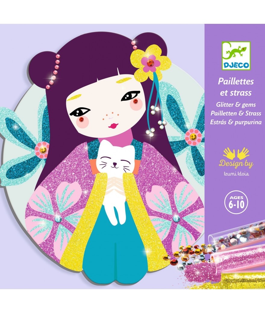 Schilderij met diamantjes en glitters Onnanoko afbeelding