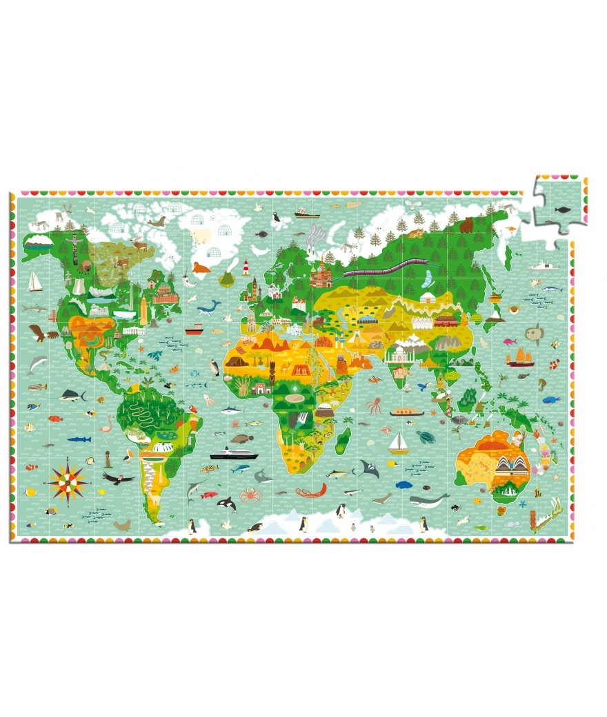 Puzzel Reis rond de wereld ( 200 stukjes + boekje)