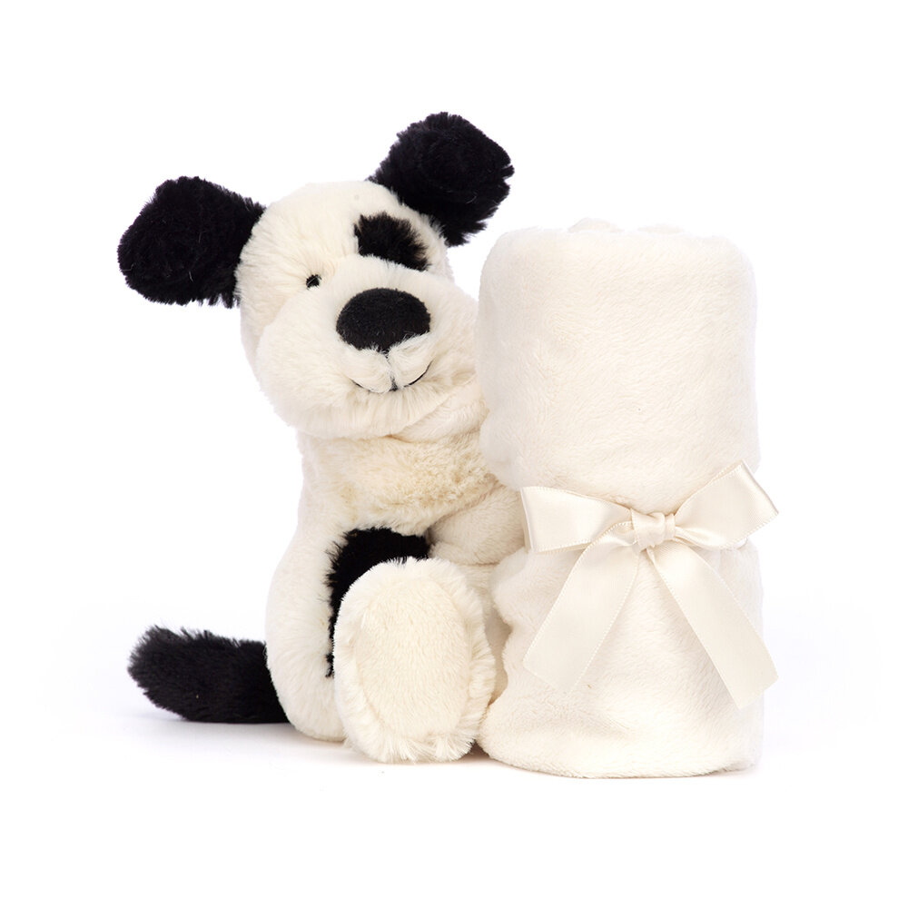 Jellycat Bashful Black & Cream Puppy Soother Knuffeldoek Jellycat Bashful Black & Cream Puppy Soother Knuffeldoek