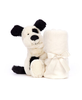 Jellycat Bashful Black & Cream Puppy Soother Knuffeldoek