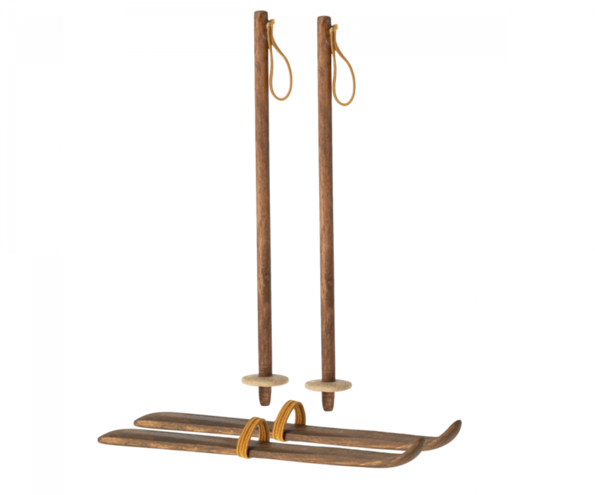 Maileg Set Ski's met Skistokken Vader en Moeder Muis Maileg Set Ski's met Skistokken Vader en Moeder Muis