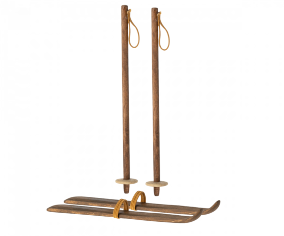 Maileg Set Ski's met Skistokken Vader en Moeder Muis Maileg Set Ski's met Skistokken Vader en Moeder Muis