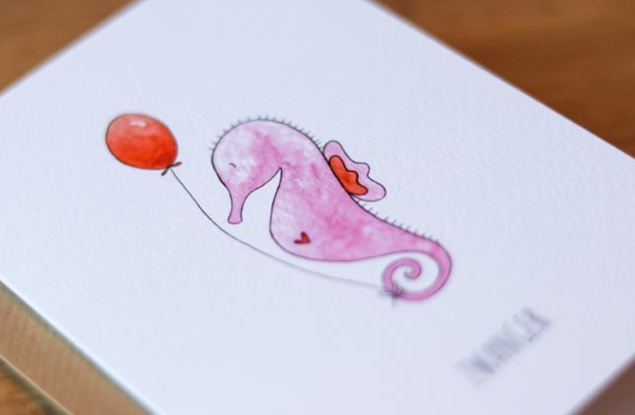 Juulz Illustrations Wenskaart Zwanger Zeepaardje Juulz Illustrations Wenskaart Zwanger Zeepaardje