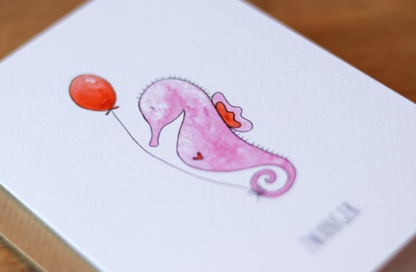 Juulz Illustrations Wenskaart Zwanger Zeepaardje Juulz Illustrations Wenskaart Zwanger Zeepaardje