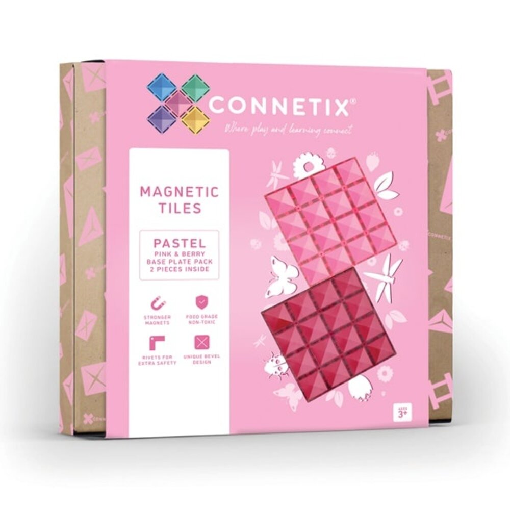 Connetix Magnetische Tegels Bodemplaten Pink en Berry 2 stuks Connetix Magnetische Tegels Bodemplaten Pink en Berry 2 stuks