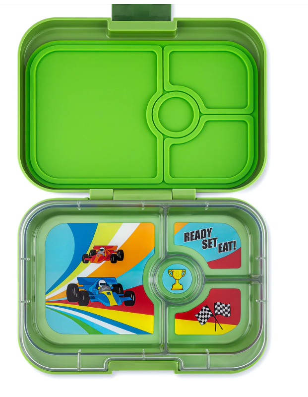 Yumbox Panino 4 vakken Matcha Green / Race cars afbeelding