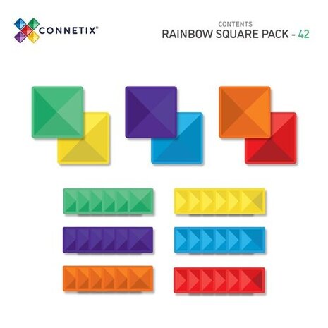 Connetix Magnetische Tegels Rainbow Vierkanten 42 stuks