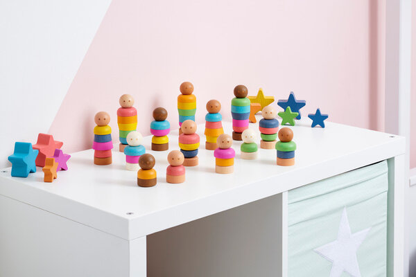 TickiT Houten Stapel Poppen Regenboog set van 75 TickiT Houten Stapel Poppen Regenboog set van 75