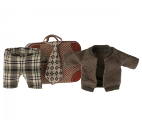 Maileg Kleding 3 delig pak in koffertje Grandpa Mouse Maileg Kleding 3 delig pak in koffertje Grandpa Mouse