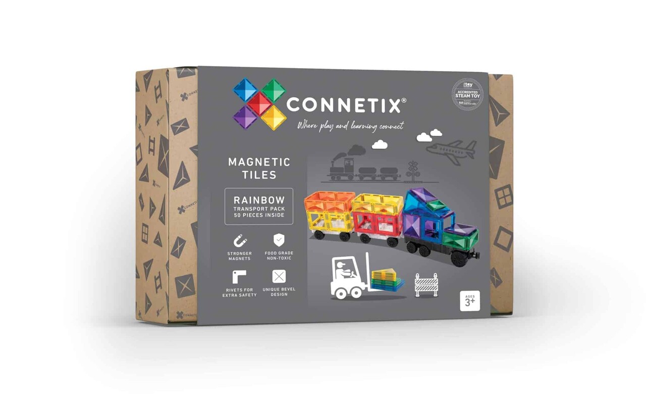 Connetix Magnetische Tegels Rainbow Transport 50 stuks Connetix Magnetische Tegels Rainbow Transport 50 stuks