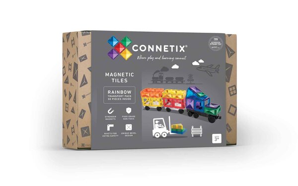 Connetix Magnetische Tegels Rainbow Transport 50 stuks Connetix Magnetische Tegels Rainbow Transport 50 stuks
