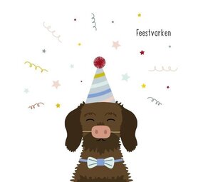 Mevrouw Emmer Wenskaart Feestvarken Mevrouw Emmer Wenskaart Feestvarken