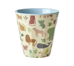 Rice Melamine Beker Sweet Jungle Dusty Blue Medium Rice Melamine Beker Sweet Jungle Dusty Blue Medium