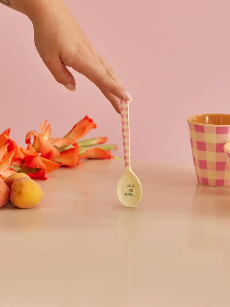 Rice Melamine Theelepetje Pink Check it Out Rice Melamine Theelepetje Pink Check it Out